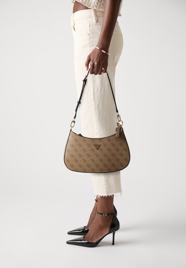 Guess NOELLE TOP ZIP - Handbag - latte logo/brown