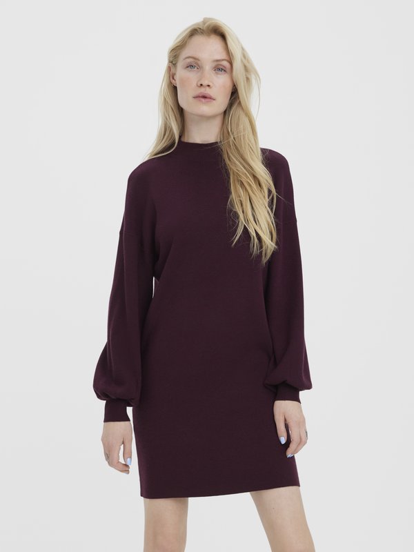 Vero Moda VMNANCY FUNNEL NECK DRESS - Jumper dress - winetasting