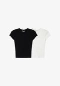Bershka SHORT SLEEVE ROUND NECK - 2-PACK  - Basic T-shirt - black