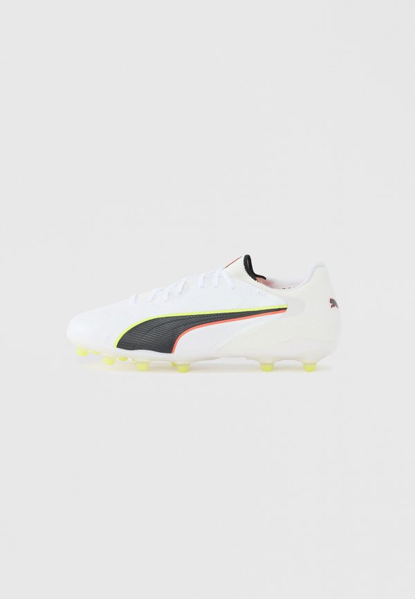 Puma KING 20 PRO FG/AG - Firm-ground football boots - white/glowing red/yellow alert