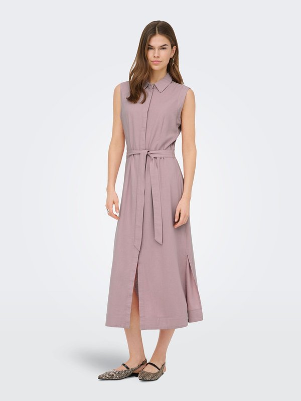 ONLY ONLGOA Linen Long - Shirt dress - burnished lilac