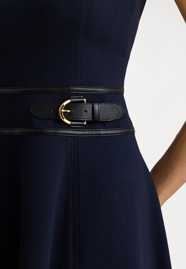 Lauren Ralph Lauren BUCKLE-TRIM HERRINGBONE JACQUARD DRESS