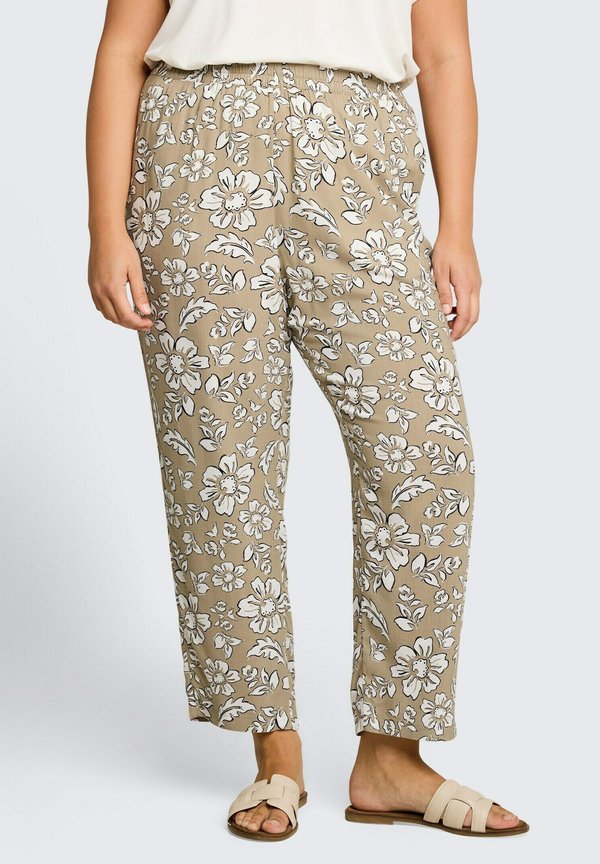 TOM TAILOR Trousers - olive big flower design