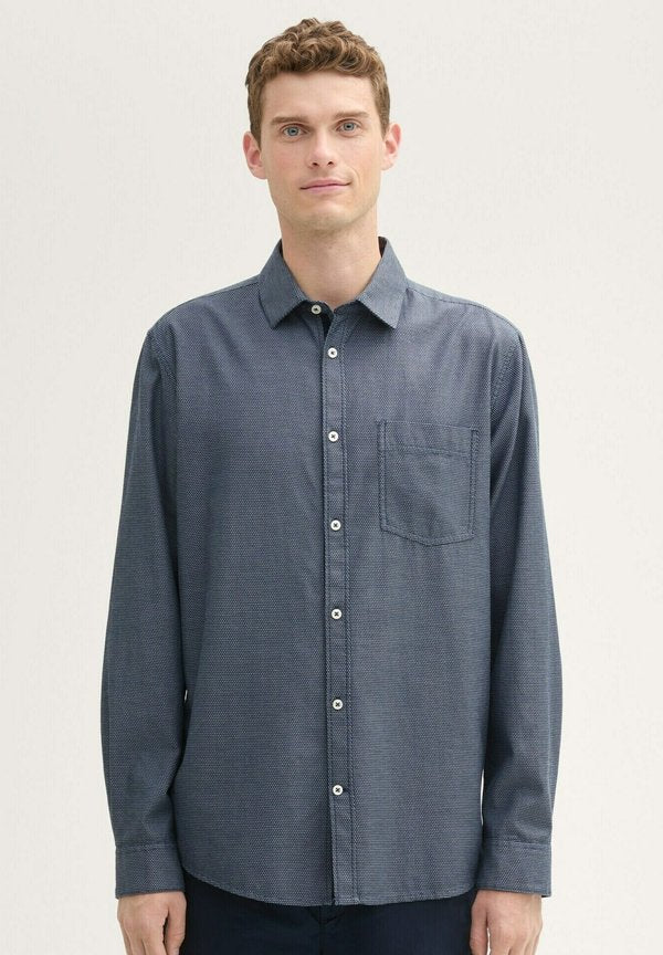 TOM TAILOR REGULAR FIT MIT STRUKTUR - Shirt - navy diagonal structure