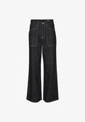 Vero Moda Wide-fit VMKATHY Super high rise Wide Leg Fit - Flared Jeans - dark blue denim