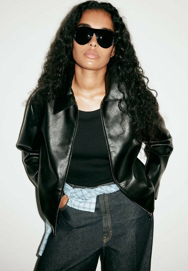 Mango ADULT - Faux leather jacket - black