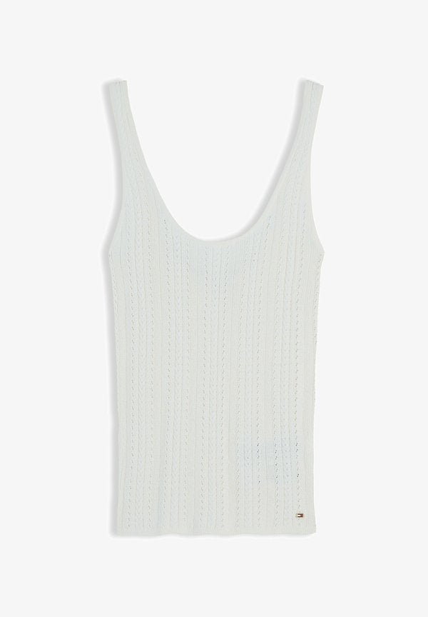 Tommy Hilfiger TOMMY HILFIGER POINTELLE SLIM SCOOP NECK TANK TOP - Top - ivory petal