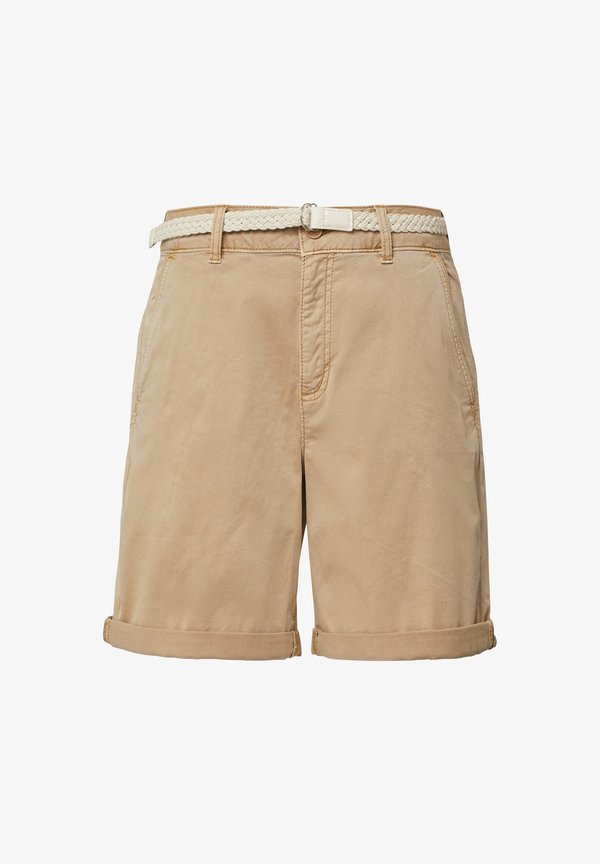 s.Oliver MIT GÜRTEL UND GARMENT DYE - Shorts - sandstein