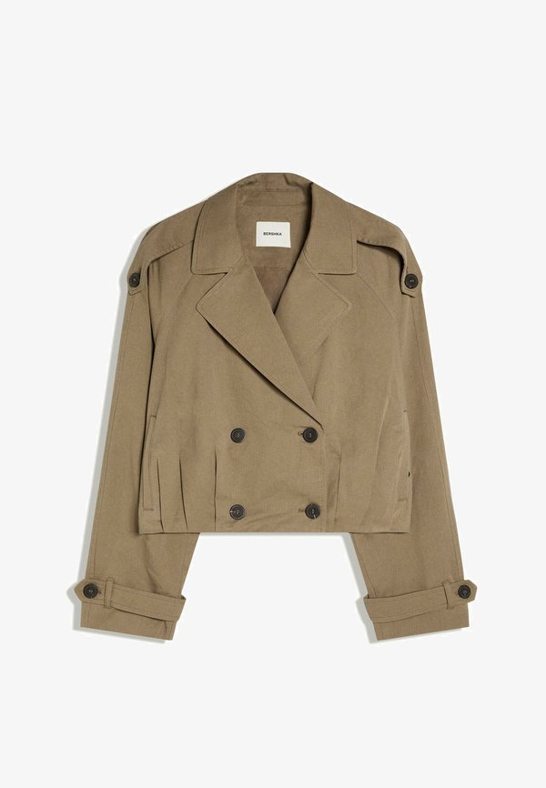 Bershka SHORT WITH PLEATS - TRENCH COAT - Summer jacket - beige