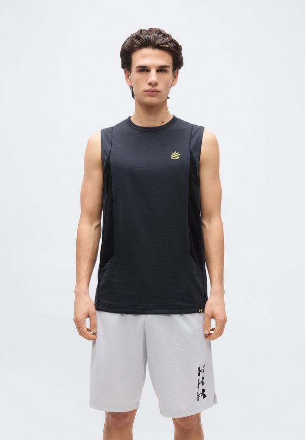 Under Armour HOOPS TRAINING TANK - Top - anthracite/ultimate black/lumin yellow