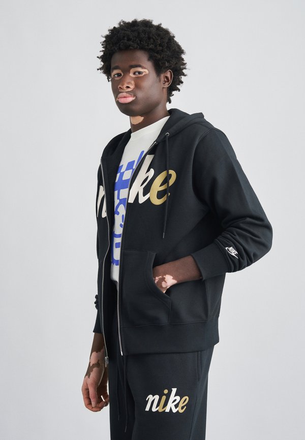 Nike Sportswear CLUB HOOD - Zip-up sweatshirt - black/sail