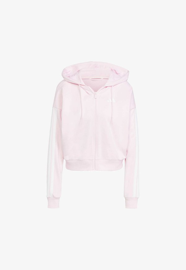 adidas Sportswear ESSENTIALS 3 STRIPES FRENCH TERRY FULL ZIP - Zip-up sweatshirt - clear pink   white