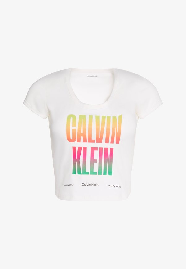 Calvin Klein Jeans PRIDE SLIM SCOOP TEE - Print T-shirt - bright white