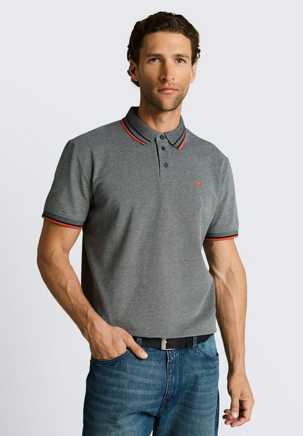 TOM TAILOR PRINTED POLO - Polo shirt - greyish green two tone pique