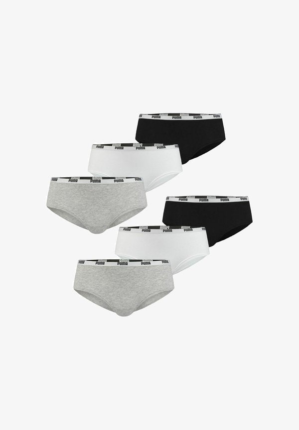 Puma 6ER PACK  - Briefs - schwarz/grau melange/weiß