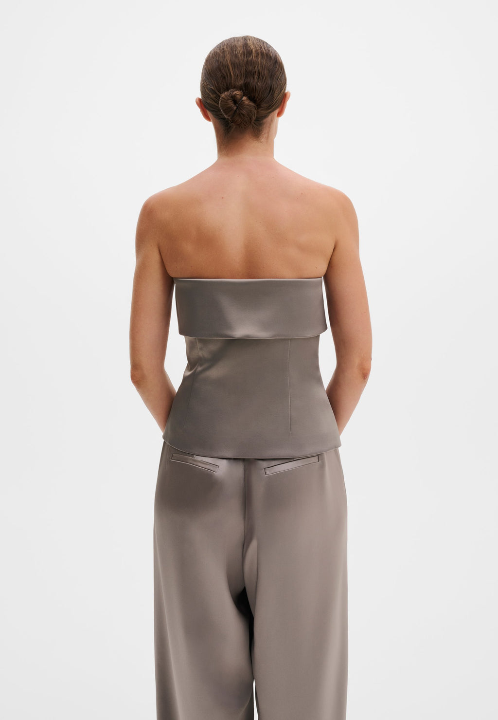 Malina LOU ASYMMETRIC BANDEAU SATIN TOP