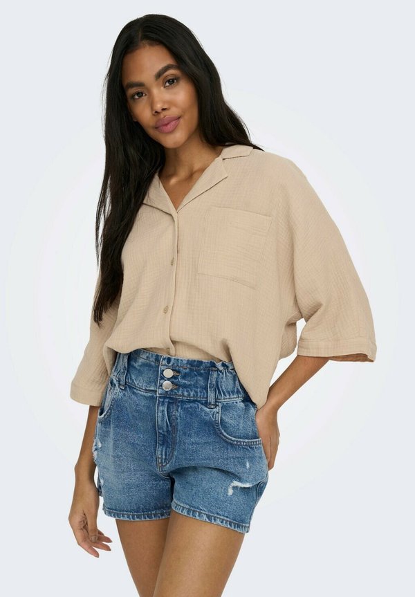 ONLY ONLTHYRA - Button-down blouse - beige