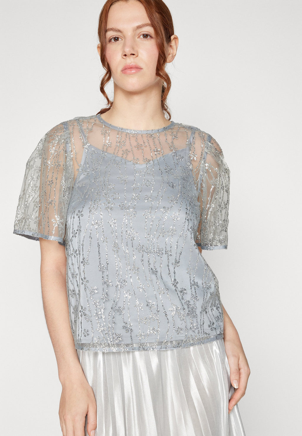 VILA VISIGNE FLOWER SEQUINCE TOP