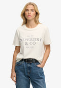 Superdry & Co SUPERDRY LUXE CASUAL RELAXED T-SHIRT.. - Print T-shirt - cream