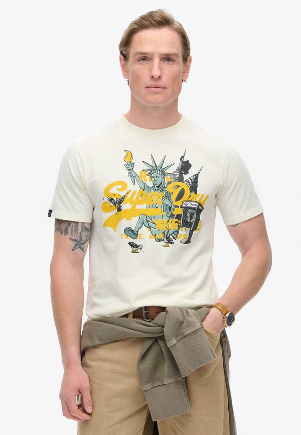 Superdry & Co NEW YORK GRAPHIC - Print T-shirt - off white