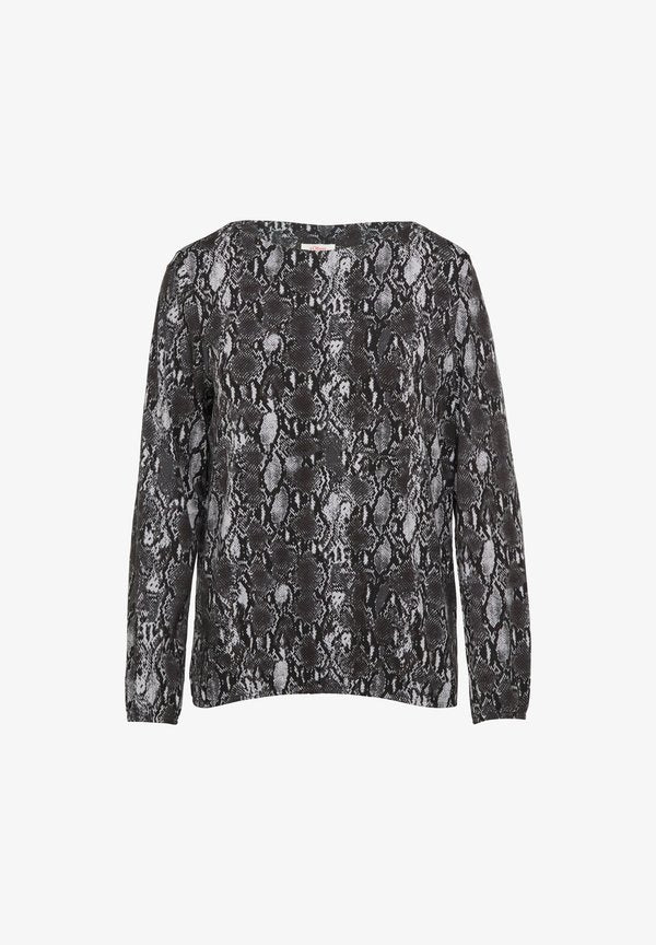 s.Oliver GEMUSTERTES - Long sleeved top - dunkelgrau