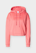 Rosa Nike Pro Cropped Hoodie mit Kordelzugkapuze, Frontlogo, gerippten Bündchen und glattem, elastischem Stoff.