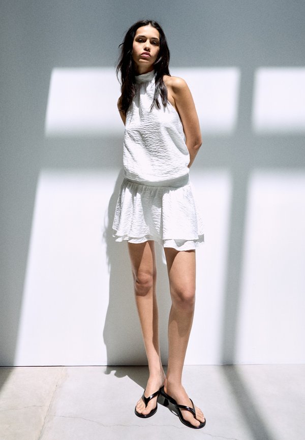 Bershka HALTER - MINI DRESS - Day dress - white