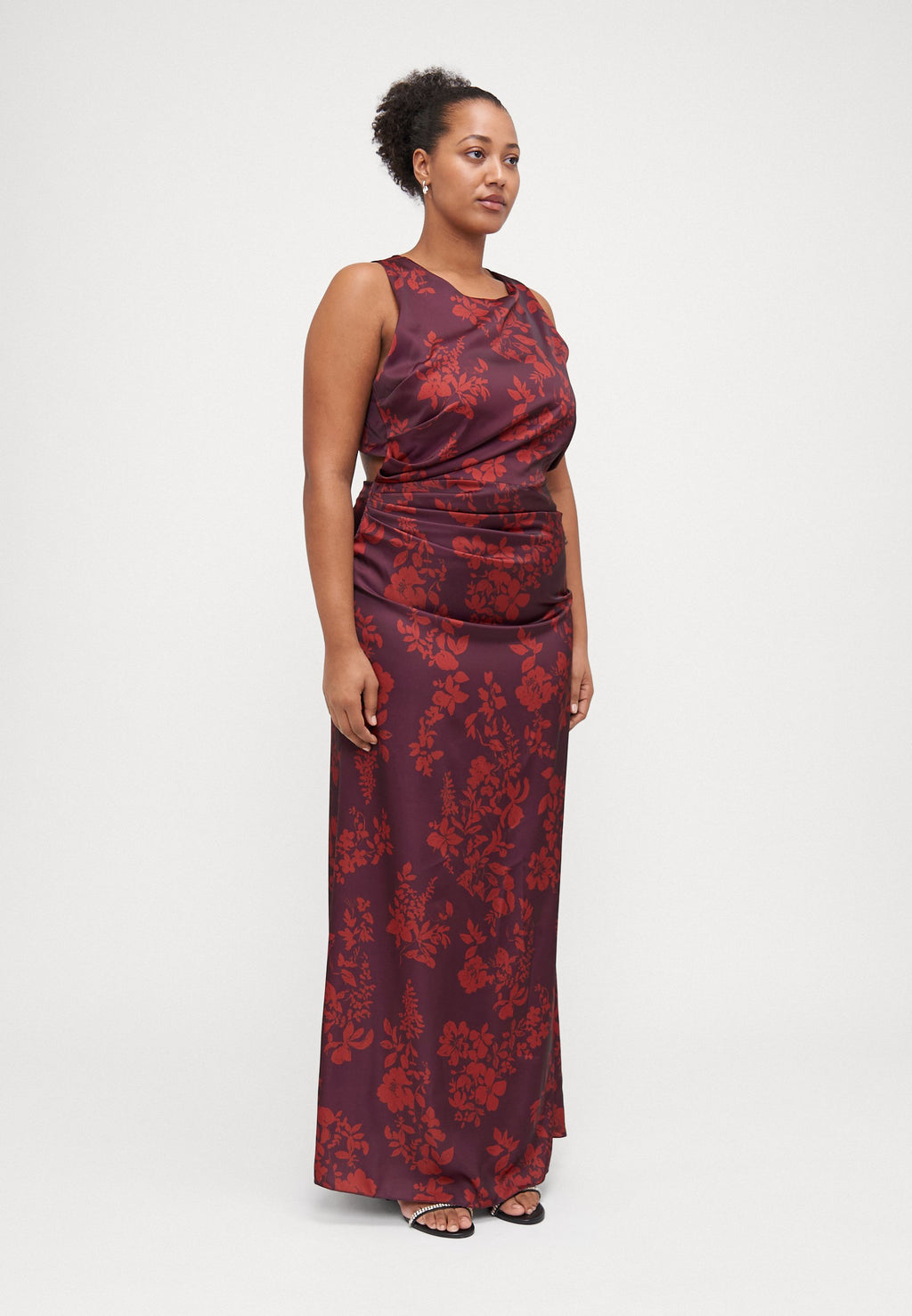 WAL G CURVE AUTUMN WEDDING SASHA BACK CROSS PRINT MAXI
