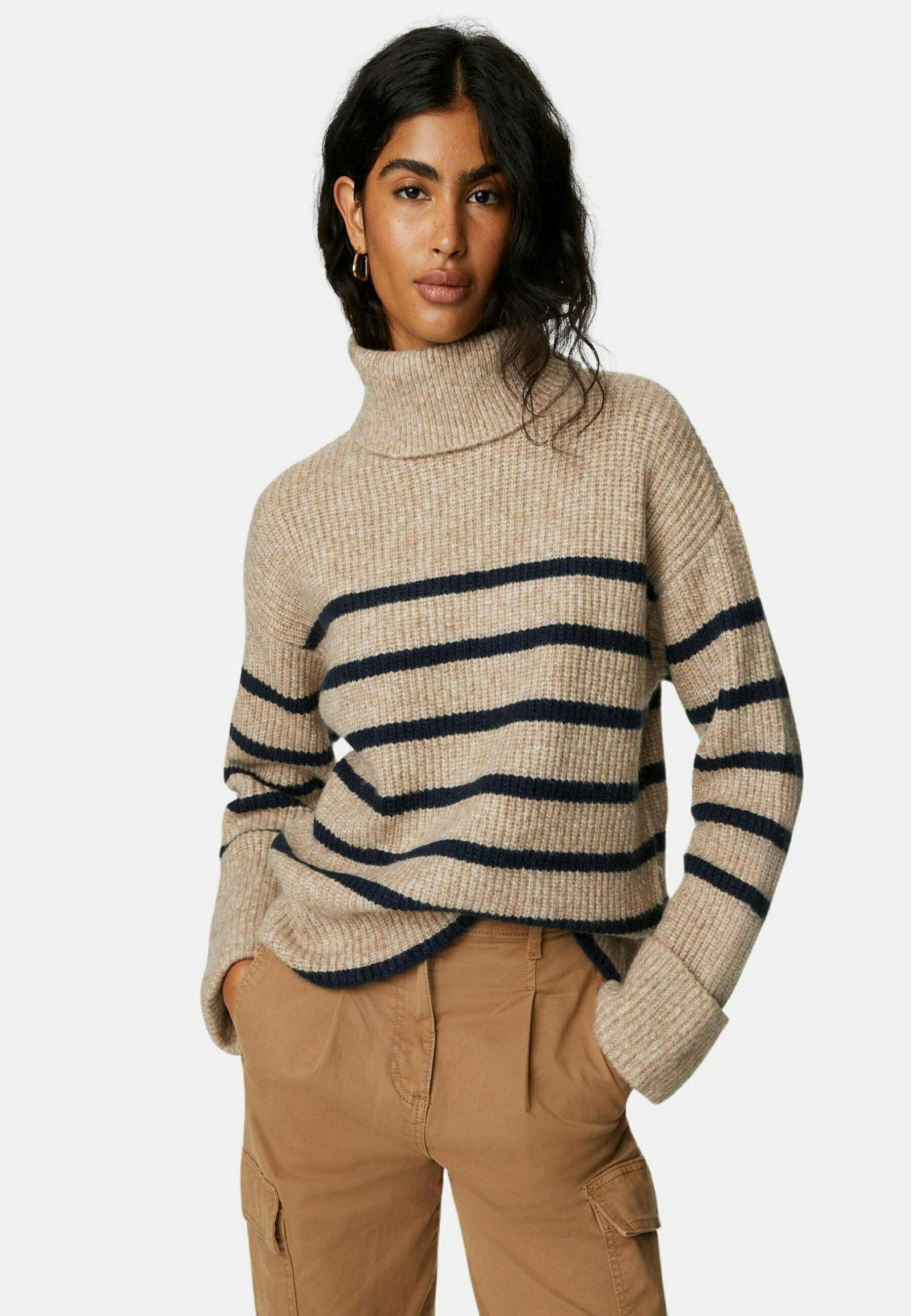 Marks & Spencer BLEND STRIPED ROLL NECK PULLOVER