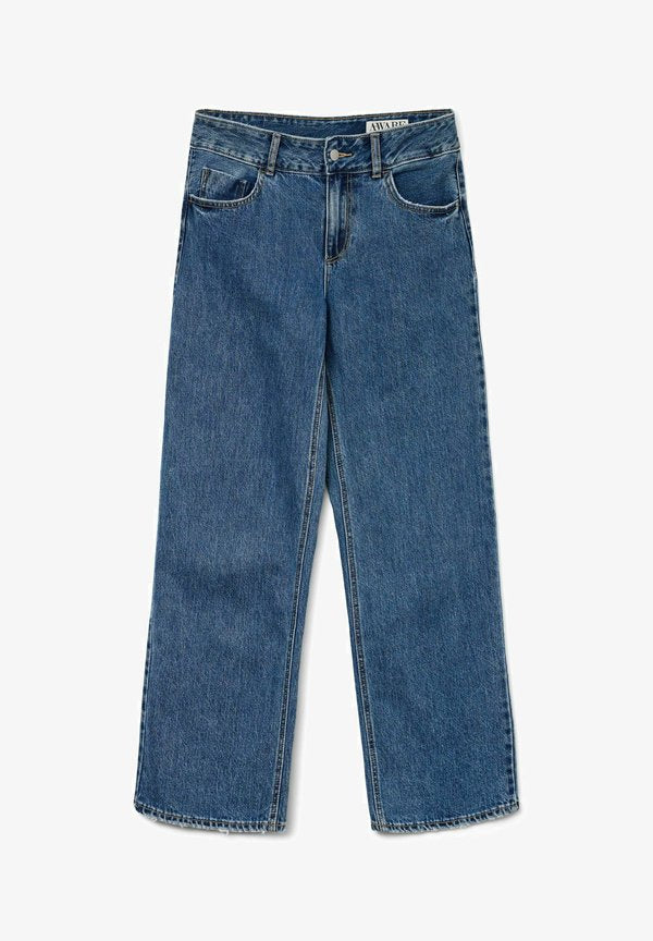 Vero Moda Wide-fit AWRENA Mid rise Wide Leg Fit - Straight leg jeans - medium blue denim