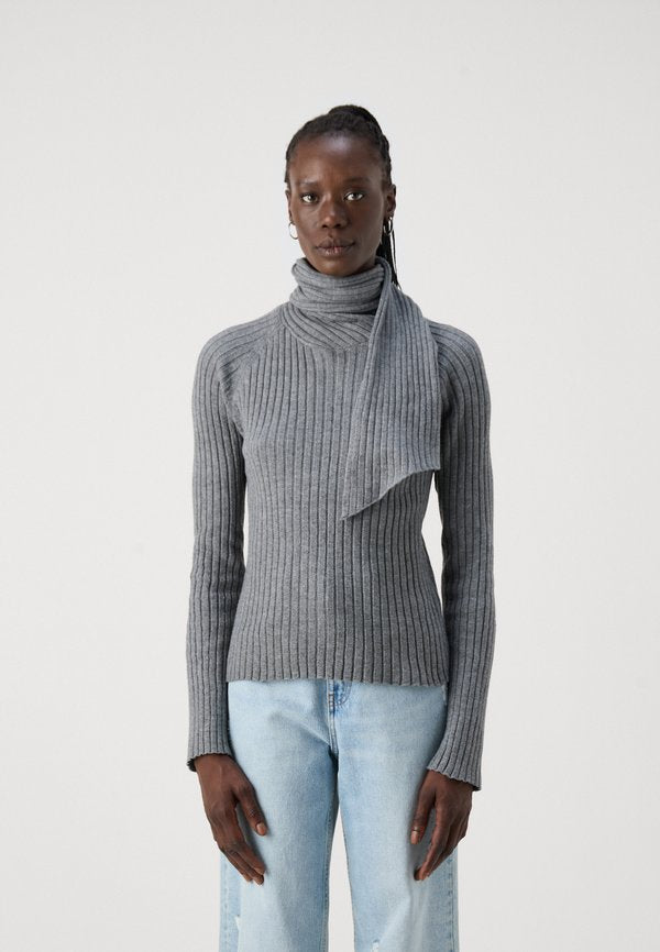 Vero Moda Tall VMZOEY WRAP NECK PULLOVER  - Jumper - medium grey melange