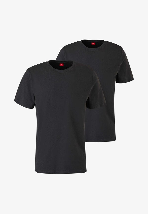 s.Oliver 2ER PACK  BASIC RUNDHALS - Basic T-shirt - schwarz