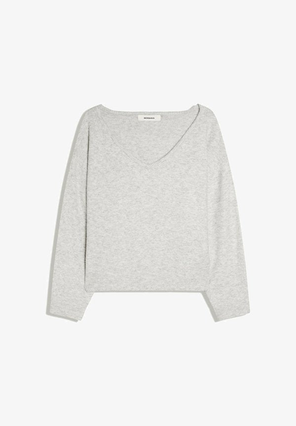 Bershka SOFT TOUCH V-NECK - JUMPER - Jumper - grey