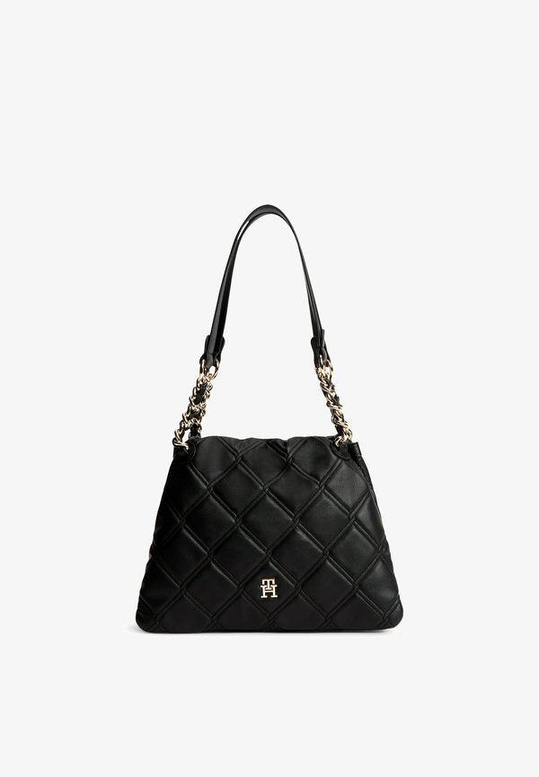 Tommy Hilfiger TOMMY HILFIGER TH MONOGRAM QUILTED TOTE BAG - Handbag - black