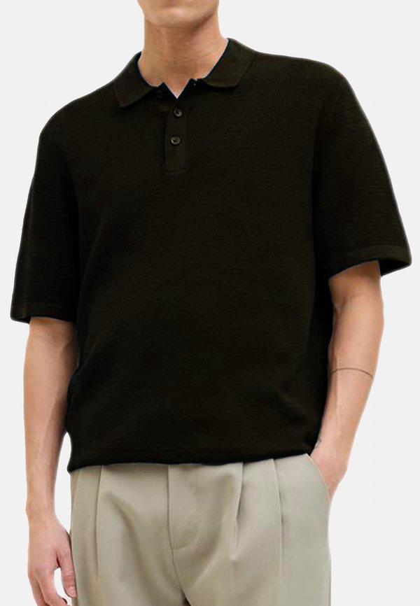 Jack & Jones JJEGEORGE KNIT POLO SS SN - Polo shirt - schwarz