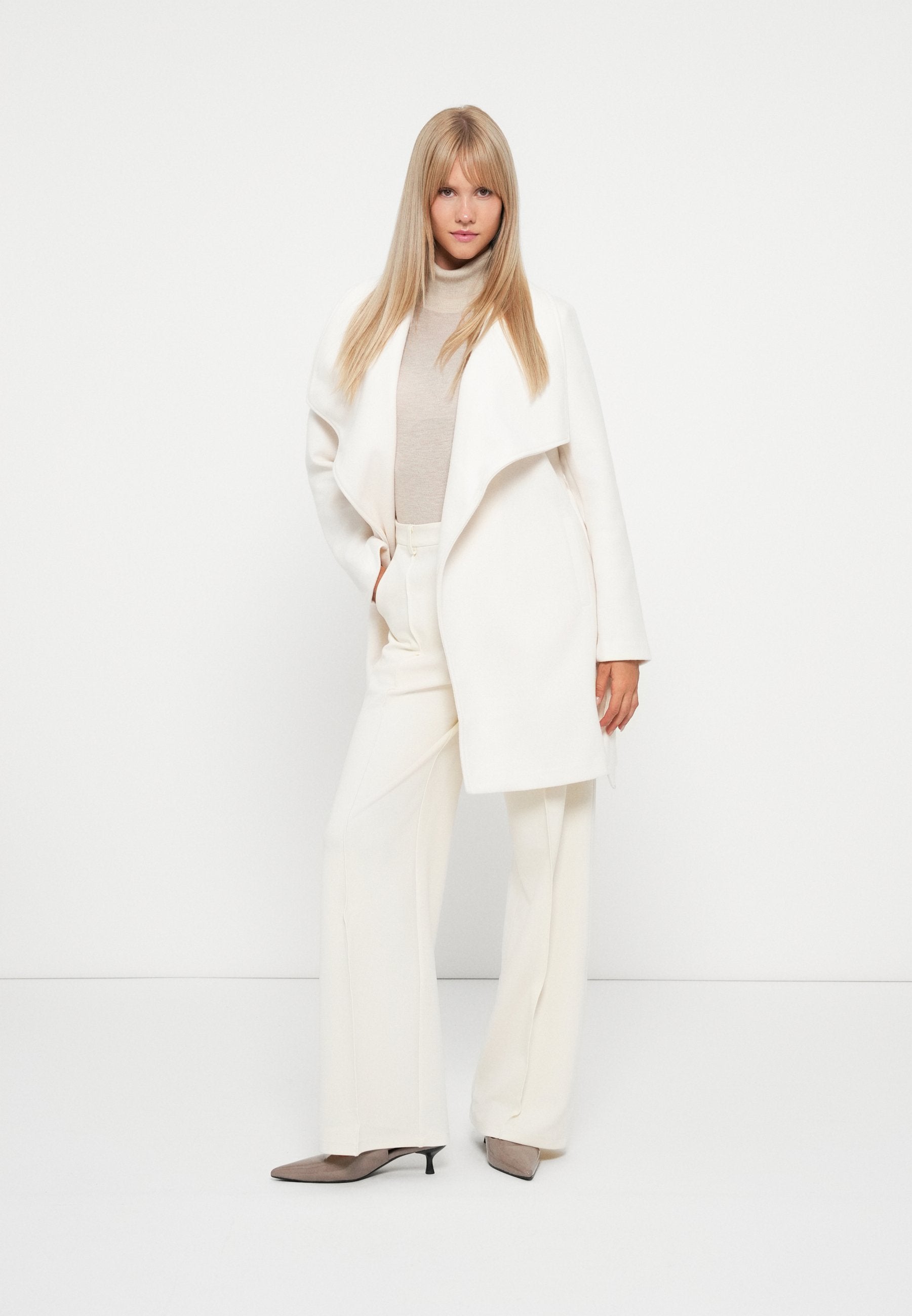 VILA VICOOLEY COLLAR BELT COAT