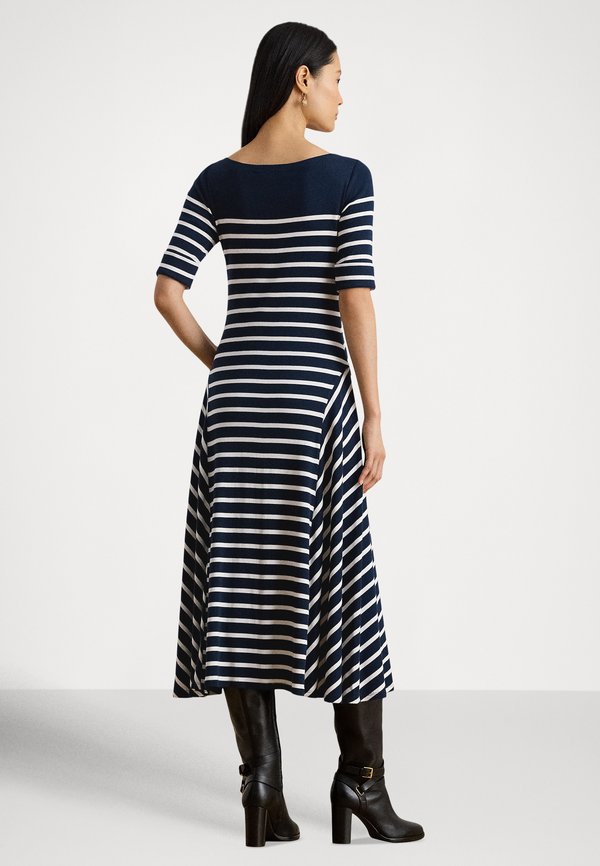 Lauren Ralph Lauren Petite STRIPED COTTON RIB-KNIT MIDI DRESS