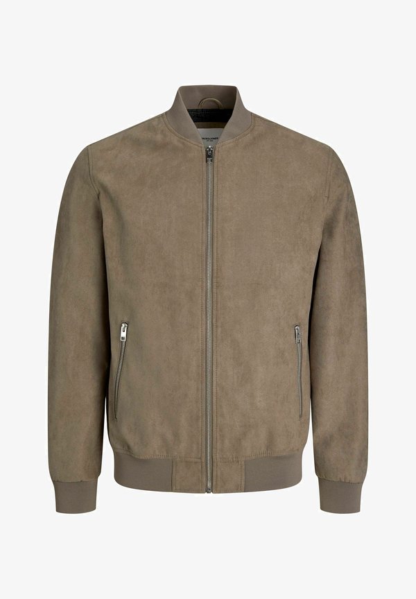 Jack & Jones Bomber Bomber - Faux leather jacket - Grey