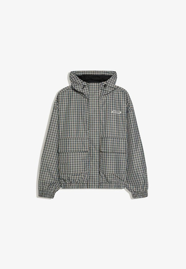 Bershka OVERSIZE CHECK TECHNICAL JACKET - Light jacket - light blue