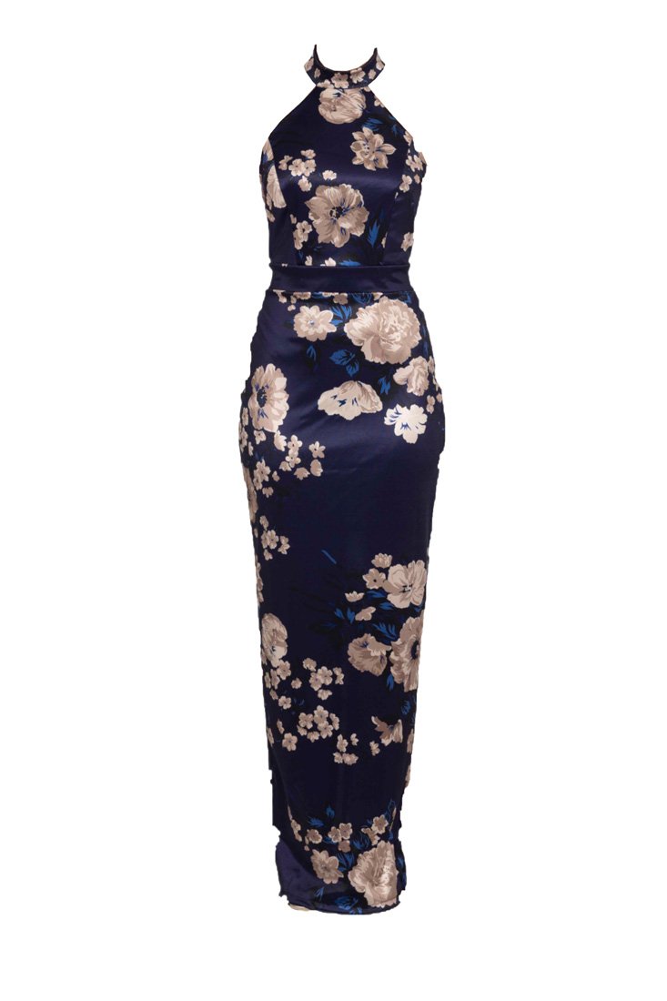 WAL G PETITE ABIGAIL HALTER NECK DRESS