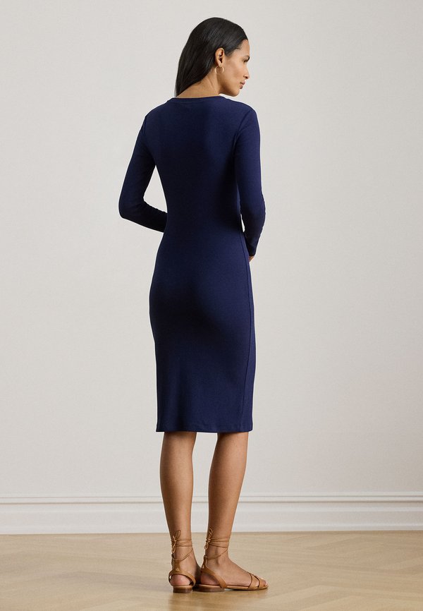 Lauren Ralph Lauren BUTTON-TRIM RIBBED COTTON-BLEND DRESS