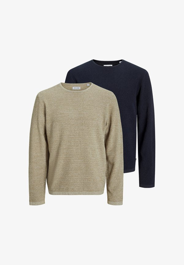 Jack & Jones 2 PACK - Jumper - dunkelblau/beige