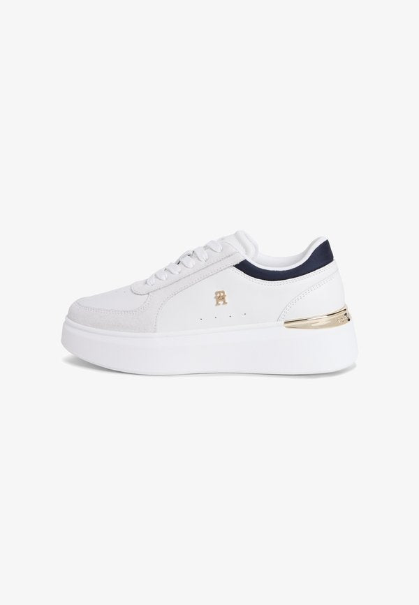 Tommy Hilfiger SATIN CUFF PLATFORM TRAINERS - Trainers - ecru/space blue