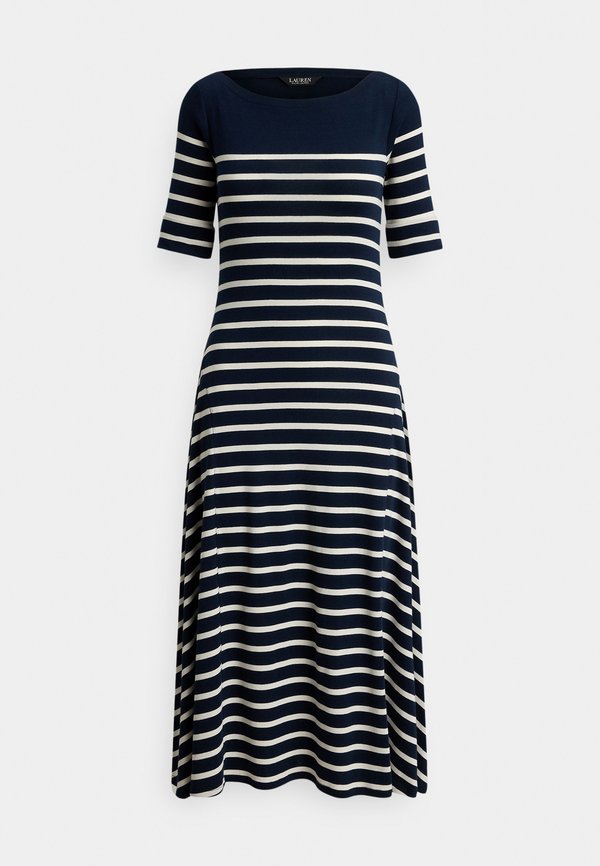 Lauren Ralph Lauren Petite STRIPED COTTON RIB-KNIT MIDI DRESS