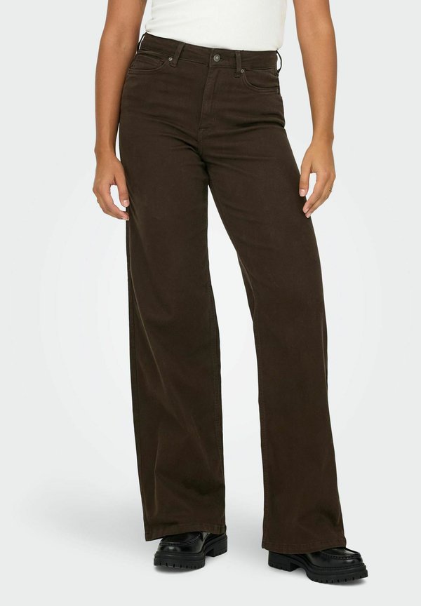 ONLY ONLMADISON BLUSH HW WIDE COLOR DNM NOOS - Wide Leg - dark brown denim