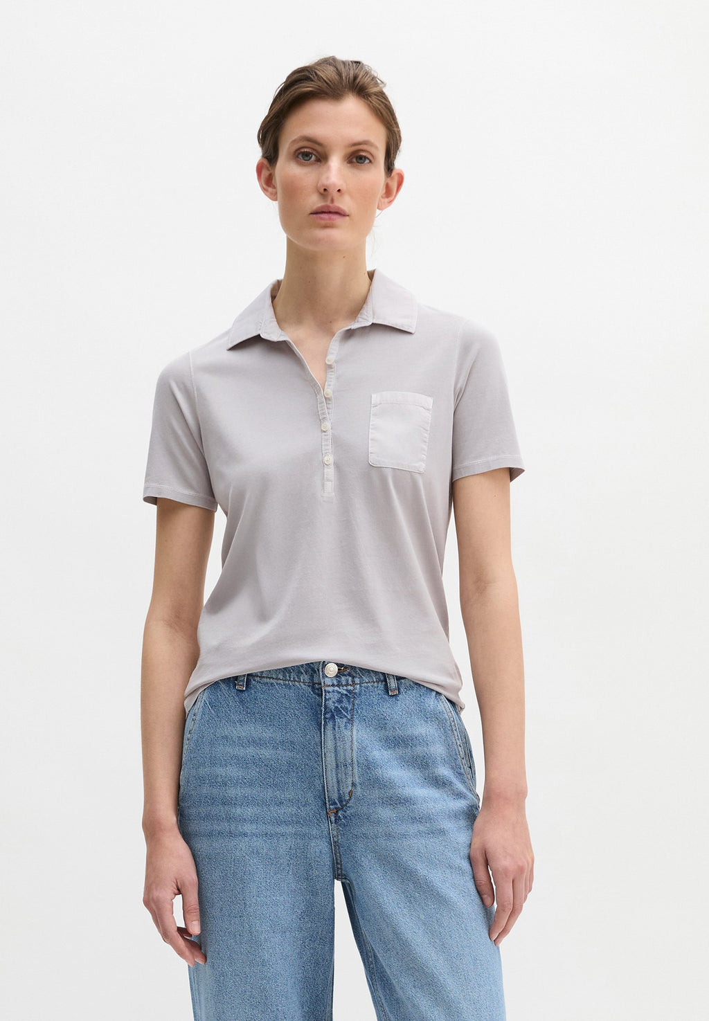 Marc O'Polo MARC O'POLO KURZARM POLOSHIRT SLIM MIT MATERIAL-MIX-DETAILS