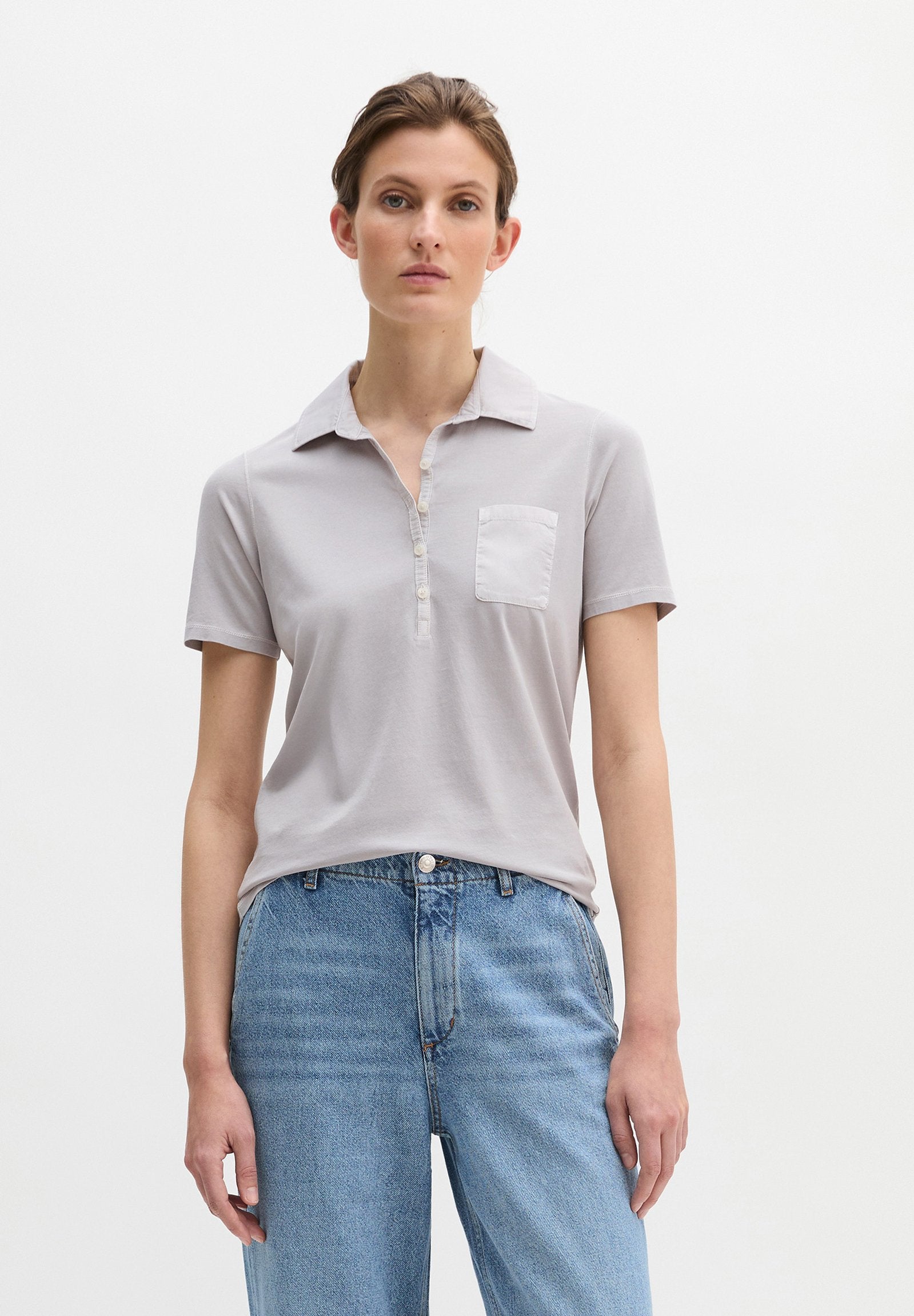 Marc O'Polo MARC O'POLO KURZARM POLOSHIRT SLIM MIT MATERIAL-MIX-DETAILS