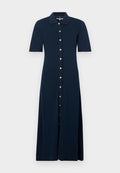 Tommy Hilfiger GOLD-TONE BUTTON MIDI POLO DRESS