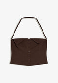 Bershka TOP - Waistcoat - dark brown