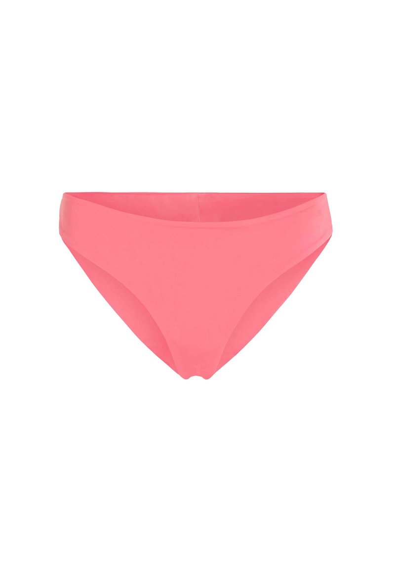 Rotes Bikiniunterteil mit einem glatten, dehnbaren Design. Es verfügt über einen niedrigen Schnitt und eine nahtlose Konstruktion für maximalen Komfort.